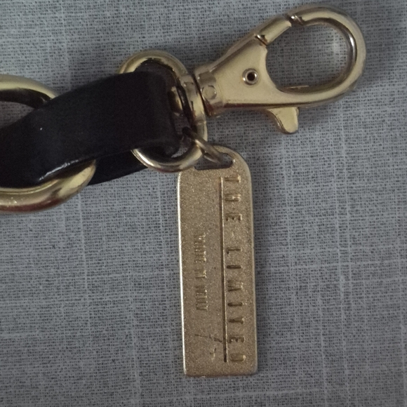 The Limited Vtg Italy Black Leather Chain Belt W/Gold Hearted-Beaded Charms 37" - Picture 12 of 16